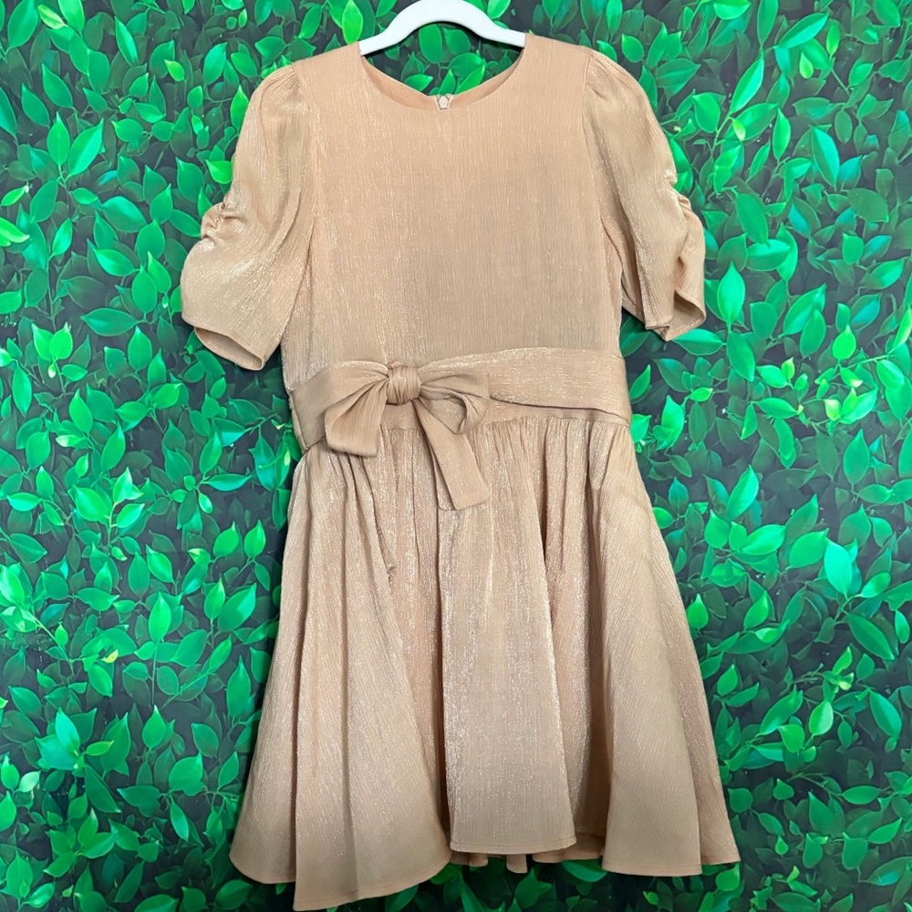 Noralee Josephine Tan Dress with Bow Apricot Gold and Gorgeous size 10 Holiday
